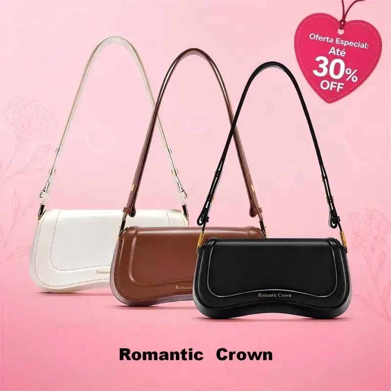 Bolsa de Ombro Feminina com Alça Ajustável Romantic Crown