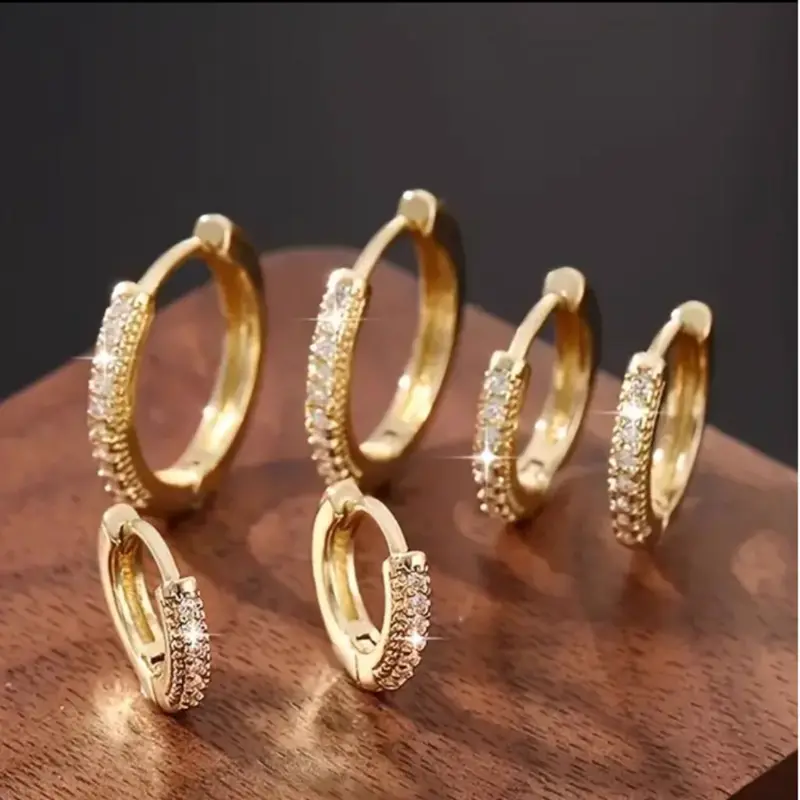 Kit 6 Brincos de Argola com Zircônia Cravejada